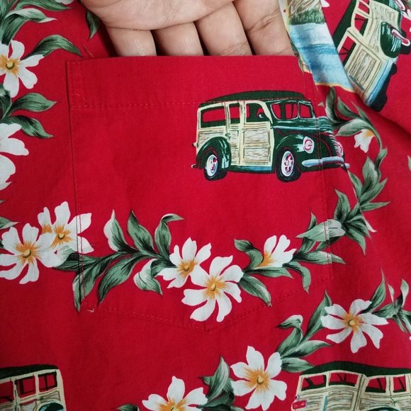 Hilo Hattie Men's XL Shirt Hawaiian Hawaii Floral Cars Button Up Vacation Travel - Picture 6 of 11